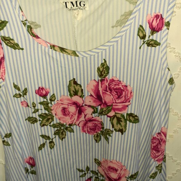 TMG DRESS FLORAL BOHO SLEEVELESS MAXI SUNDRESS STRETCH LOOSE-WOMENS SIZE S - Picture 2 of 3